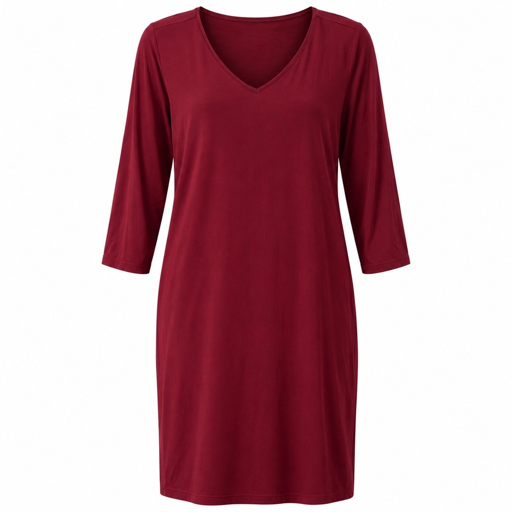 Eileen Fisher T-Shirt Dress Size XL Burgundy Minimalist Stretch Capsule Wardrobe